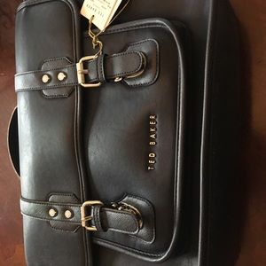 New leather laptop bag 13-inch from TedBaker of London. Navy blue,zip pocket.